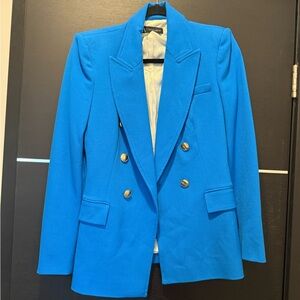 Zara Vibrant Blue Blazer with Gold Buttons
